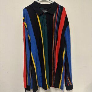 Pacsun Striped Long Sleeve Men's Size XL 3 Button Down With Collar Polo Style
